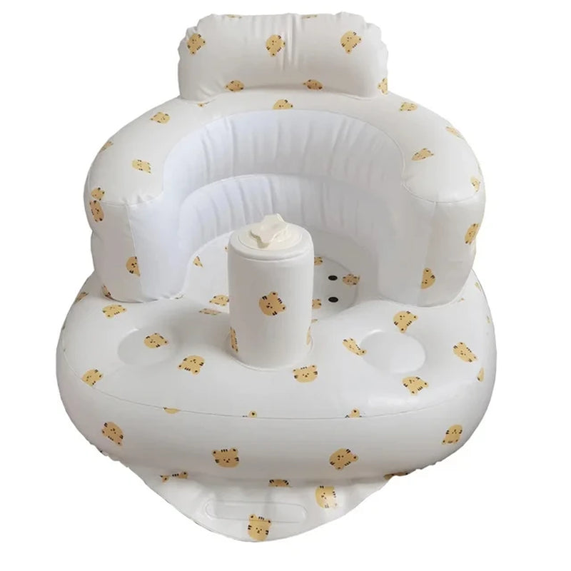 Inflatable baby floor seat with tiger print – baby sit up chair for 3–12 month olds