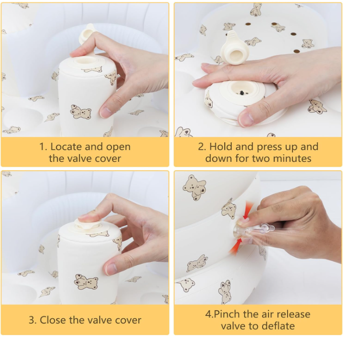 Step-by-step guide to inflate PamperPocket inflatable baby chair