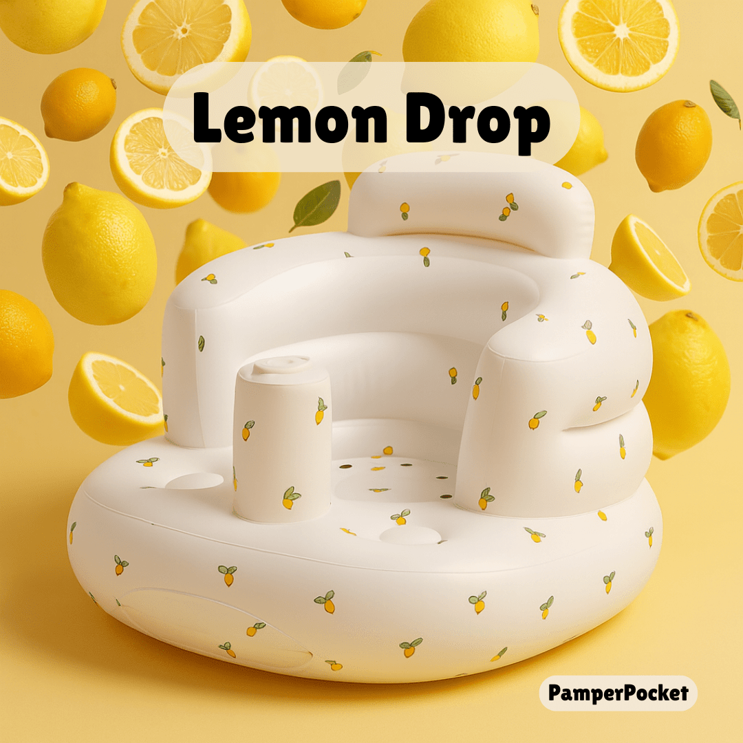Inflatable baby sit up chair with fruit print – soft support seat for infants learning to sit up, perfect baby must have for 2025