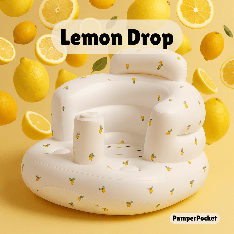 Inflatable baby sit up chair with fruit print – soft support seat for infants learning to sit up, perfect baby must have for 2025